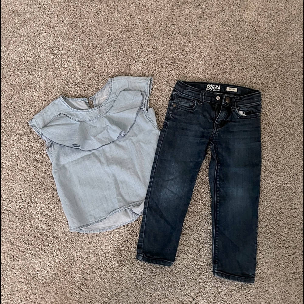 Denim skinny jeans size 3 & summer top size 4